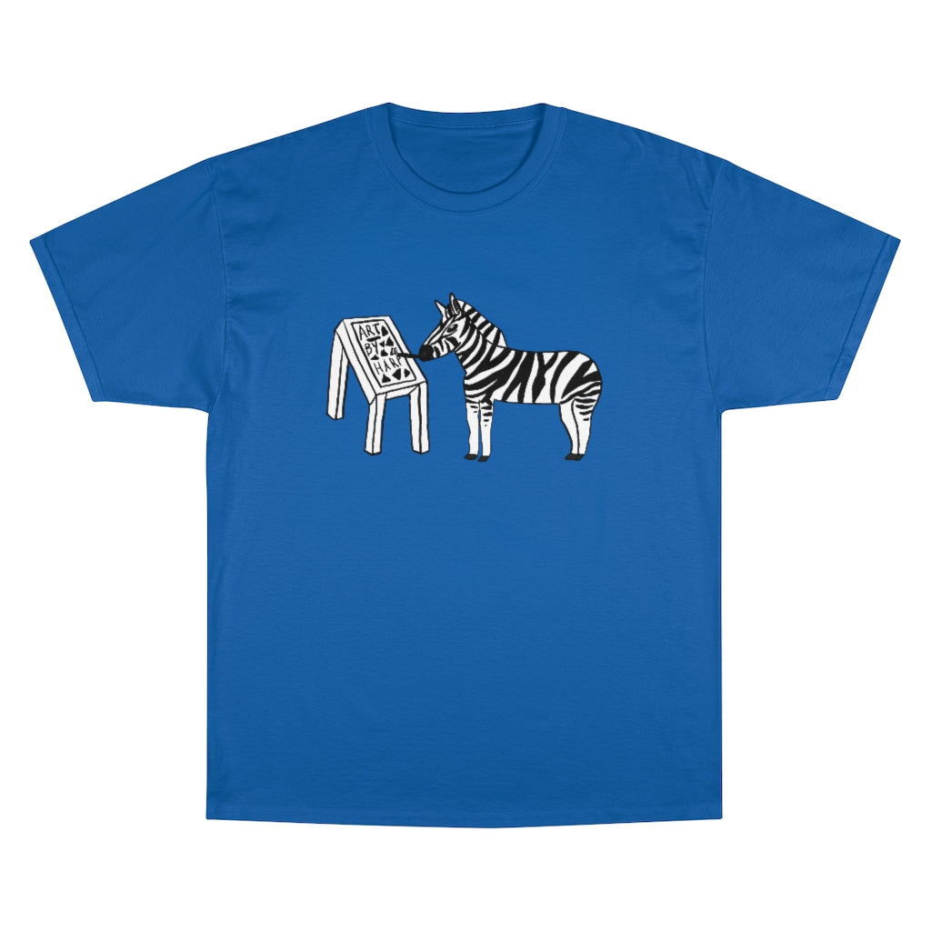 Zebra Painting On a Canvas: Champion T-Shirt